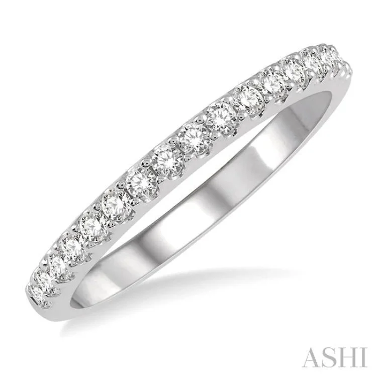 Custom Birthstone Ring for Women-1/3 Ctw Round Cut Diamond Wedding Band in 14K White Gold