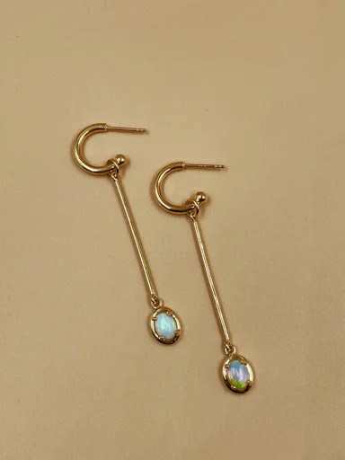 Unique Stud Earrings for Casual Outfits-Nova Opal Bar Charm Earrings