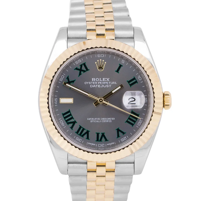 Classic Leather Band Watches for Elegant Style-MINT Rolex DateJust 41 WIMBLEDON Two-Tone 18K Gold Steel 41mm JUBILEE 126333