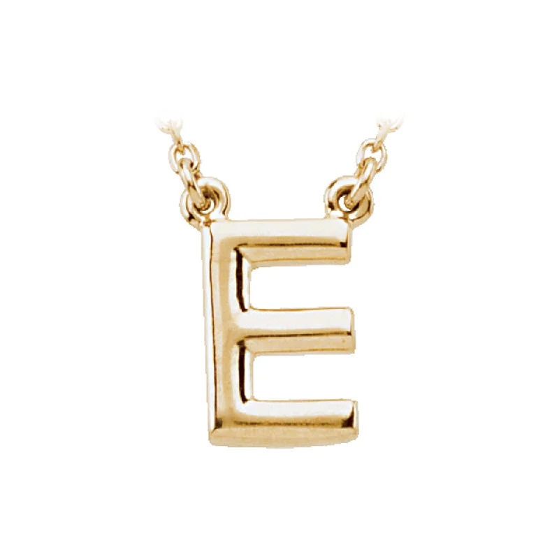 Artistic Necklace for Fashion Lovers-14K Yellow Gold, Kendall Collection, Block Initial E Necklace, 16 Inch