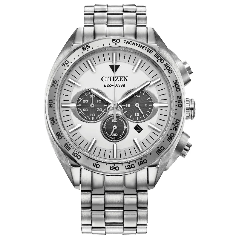 Stylish Watches with White Leather Straps-Citizen Eco-Drive Carson CA4540-54A