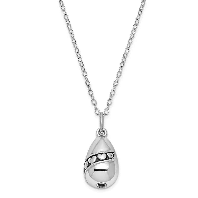 Gold Chain Necklace for Women-Rhodium Plated Sterling Silver Teardrop Ash Holder Necklace, 18 Inch