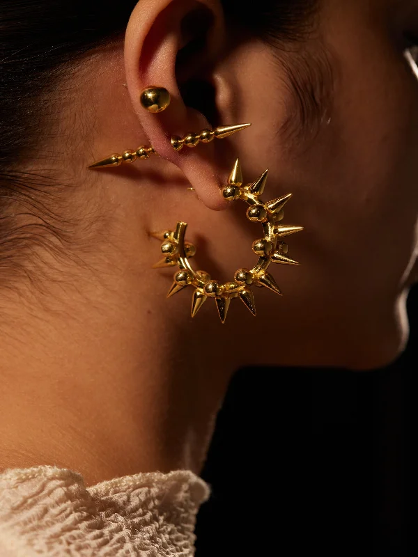 Gemstone Earrings for Evening-Small Hanie Spike Hoops