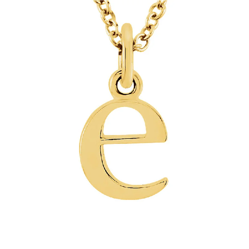 Chain Necklace for Men-The Abbey Lower Case Initial 'e' Necklace in 14k Yellow Gold, 16 Inch