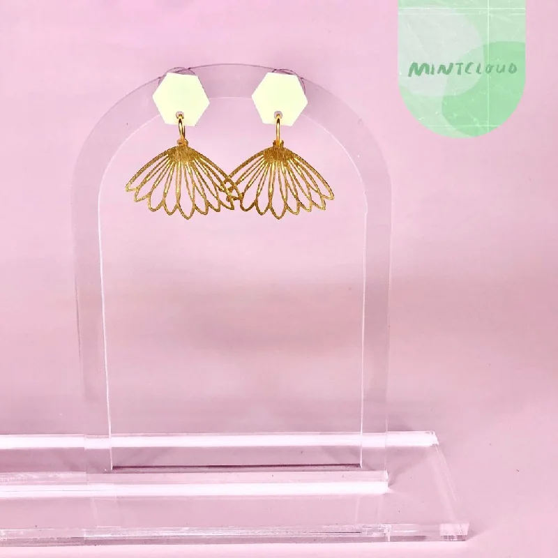 Handmade Earrings for Weddings-Mintcloud Brass Dangles - Cone Flower