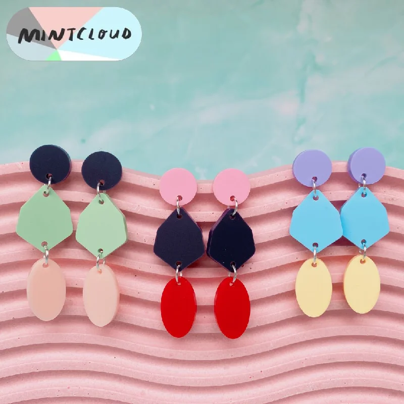 Colorful Hoop Earrings for Casual Look-Mintcloud Pool Party Ovals Dangle - Various Colours