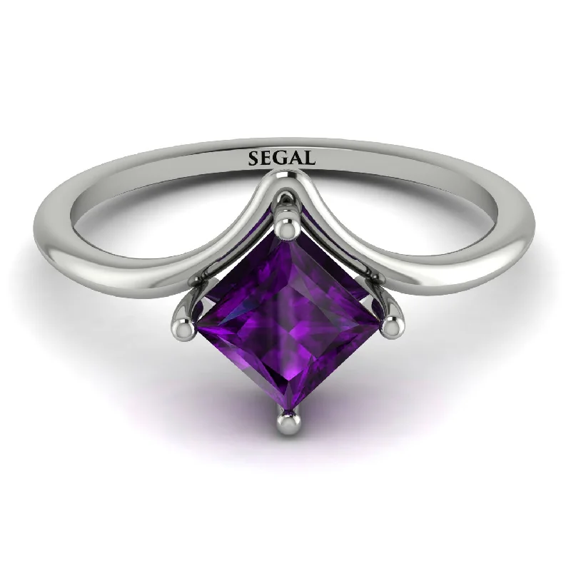 Men’s Silver Ring for Fashion-Minimalist Princess Cut Amethyst Engagement Rings - Harmony No. 303