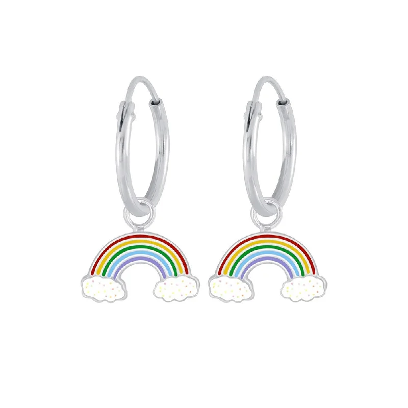 Custom Earrings for Personalized Style-Sterling Silver Earrings - Rainbow Hoop