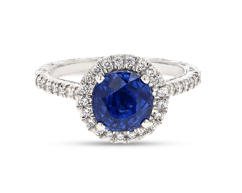 Luxury Gold Ring for Anniversary-Untreated Burma Sapphire Ring, 3.20 Carats