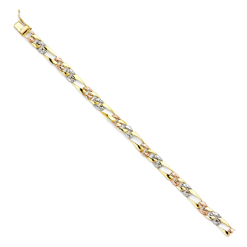 Rose Gold Bracelet for Special Events-14K Nugget Gold Figaro Link Light Bracelet