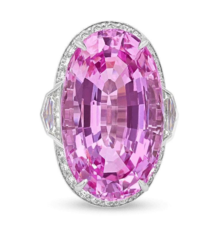 Gold Engagement Ring-Pink Topaz Ring, 41.50 Carats