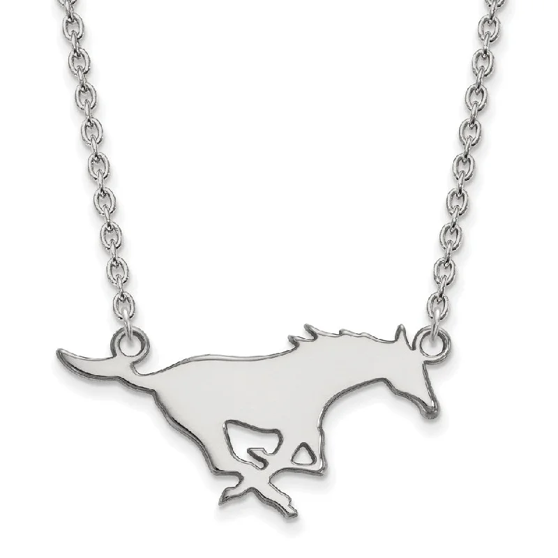 Pendant Necklace for Casual Style-10k White Gold Southern Methodist U Large Pendant Necklace