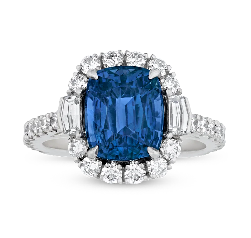 Personalized Birthstone Ring for Mom-Unheated Sapphire Ring, 4.61 Carats