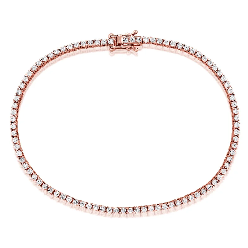 Customizable Charm Bracelets for Gifts-14K Rose Gold 1.71Ct Diamond Tennis Bracelet