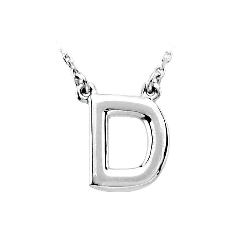 Chain Necklace with Pendant for Women-Sterling Silver, Kendall Collection, Block Initial D Necklace, 16 Inch