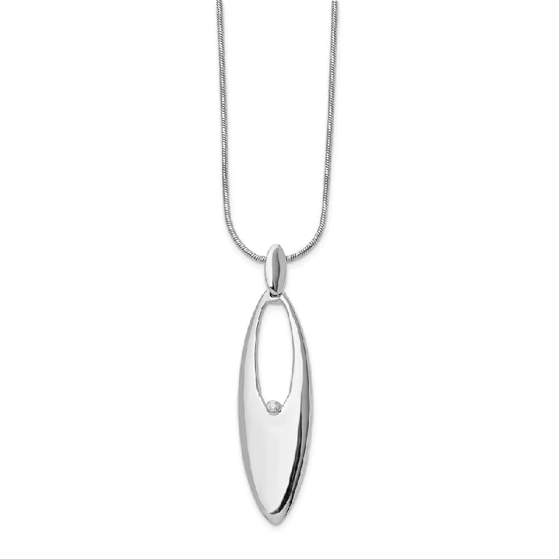 Layered Necklace for Trendy Looks-Marquise Diamond Accent Necklace in Rhodium Plated Silver, 18-20 Inch