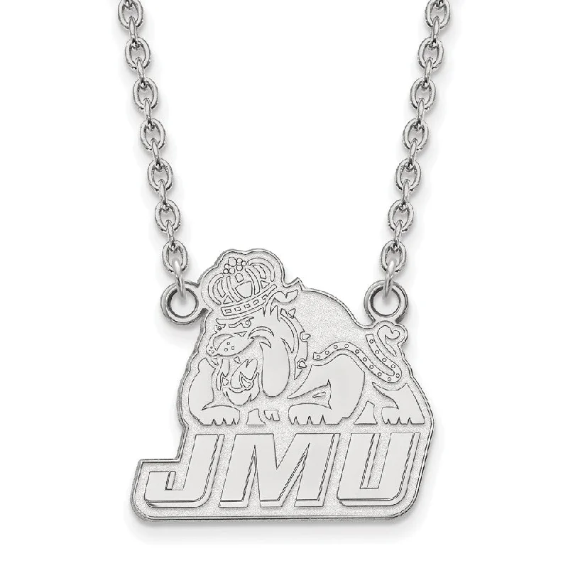 Gold Necklace for Women-10k White Gold James Madison U Large Pendant Necklace