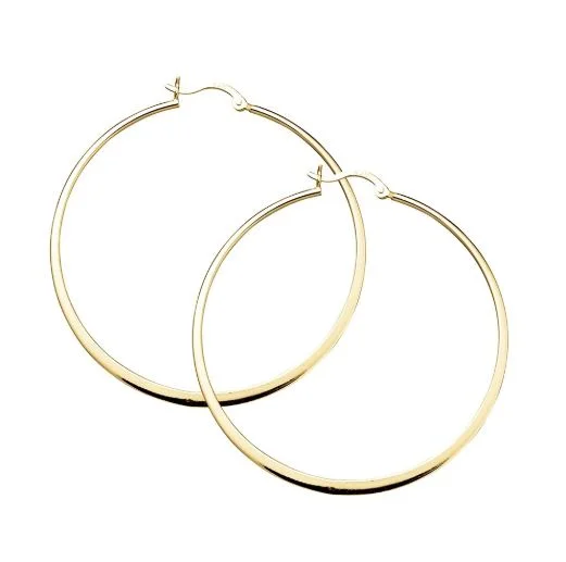 Fashionable Earrings for Parties-Sterling Silver Earrings - Flat Edge Hoop*