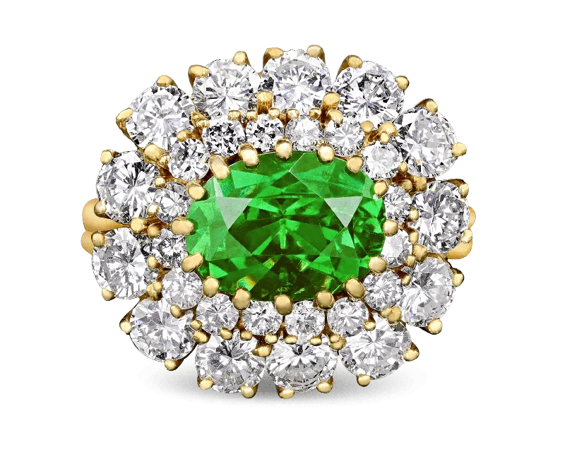 Custom Birthstone Ring for Women-Julius Cohen Demantoid Garnet Ring, 4.02 Carats