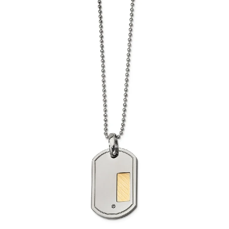 Gemstone Pendant Necklace for Women-Stainless Steel, 18k Gold Plated and Diamond Accent Dog Tag Necklace