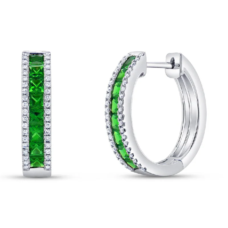 Custom Earrings for Fashion Forward Look-Uneek Precious Collection Round Emerald Huggie Earrings