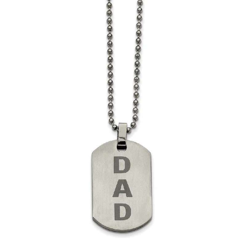 Gold Necklace with Initial Pendant-Stainless Steel Black Enamel Dad Dog Tag Necklace 24 Inch