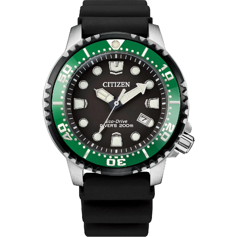 Leather Strap Watches for Women with Date Function-Citizen Eco-Drive Promaster Diver BN0155-08E