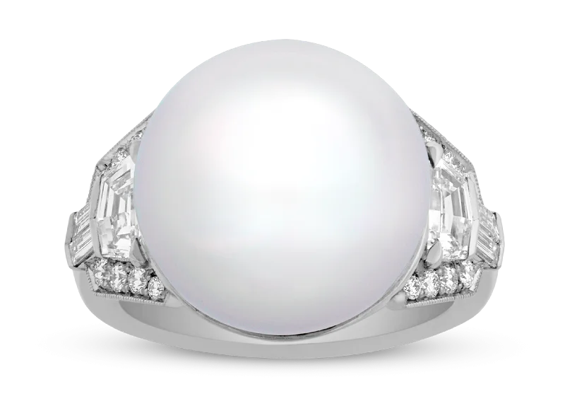 Unique Wedding Ring for Couples-Raymond Yard South Sea Pearl Ring, 14mm