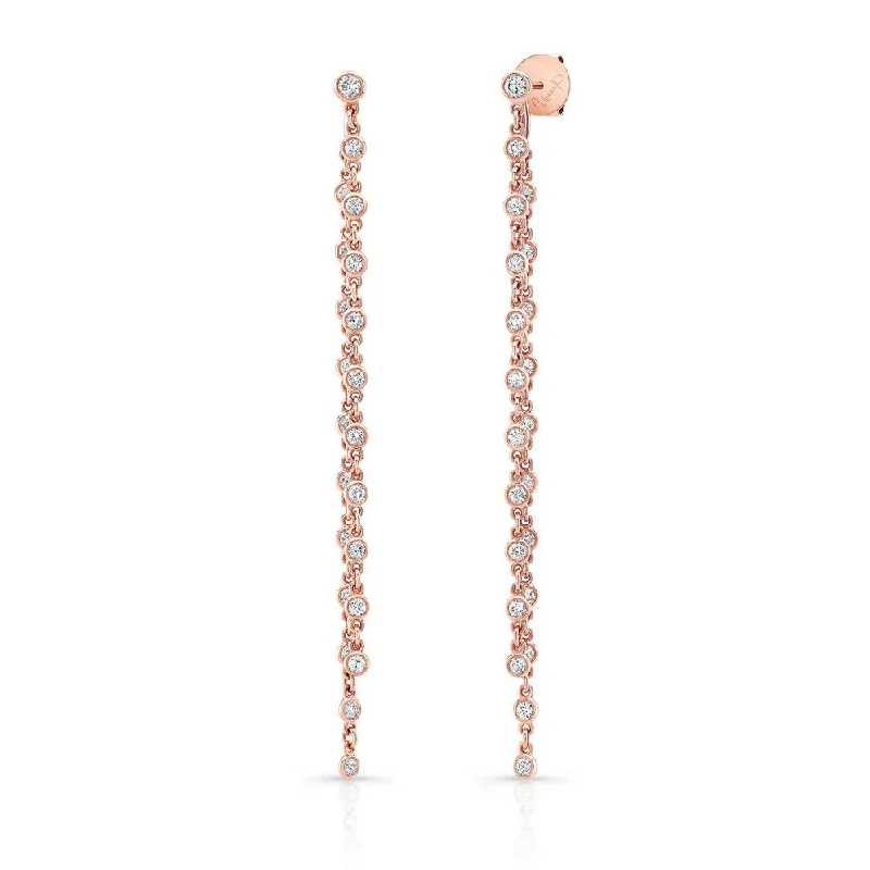 Chunky Earrings for Fashion-Uneek Cascade Collection Threader-Illusion Diamonds-by-the-Yard Dangle Earrings