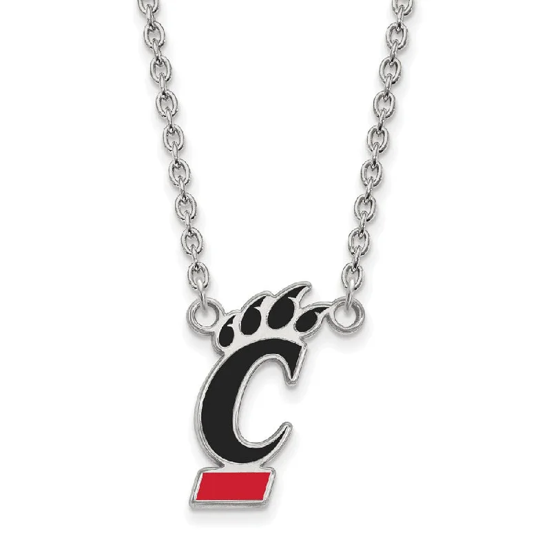 Dazzling Necklace for Special Events-Sterling Silver U of Cincinnati Large Enamel Pendant Necklace