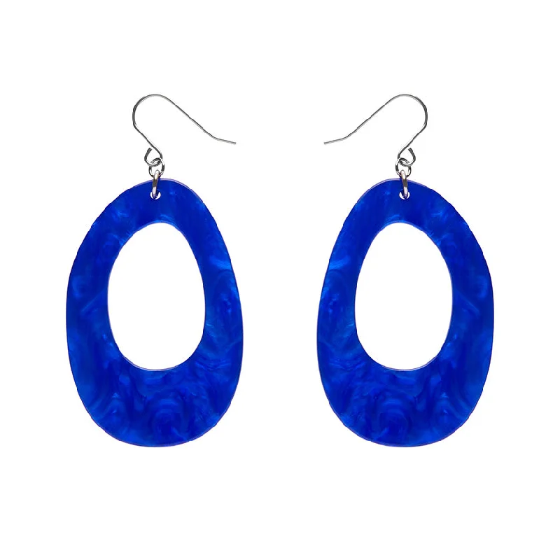 Classic Pearl Earrings for Brides-Erstwilder - Bold Hoop Ripple Drop Earrings - Navy Blue