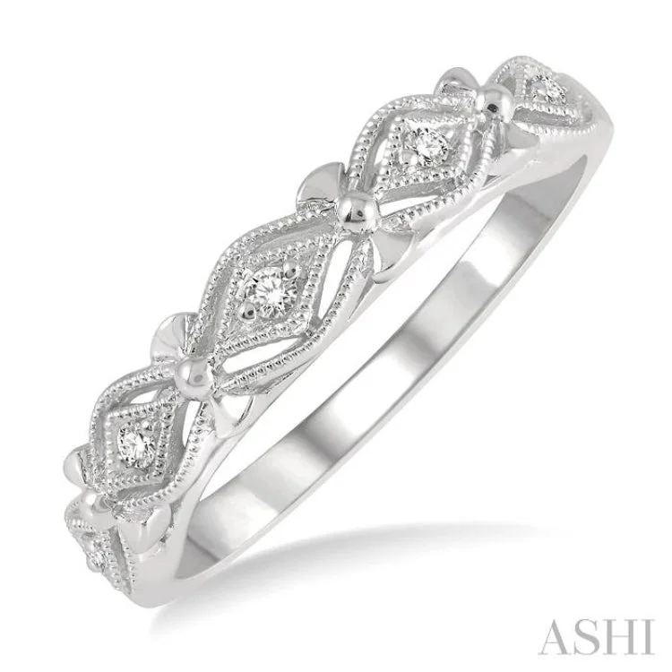 Custom Silver Ring for Customization-1/20 ctw Diamond Shape Mount Round Cut Diamond Wedding Band in 14K White Gold