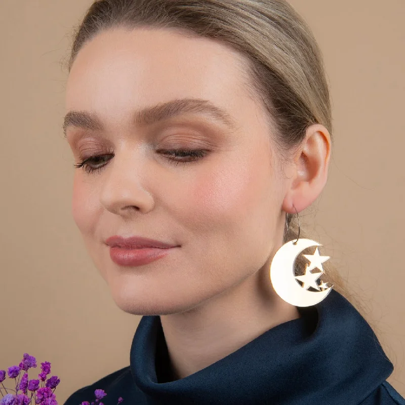 Classic Gold Earrings for Women-Mintcloud Earrings - Moon and Stars Dangle