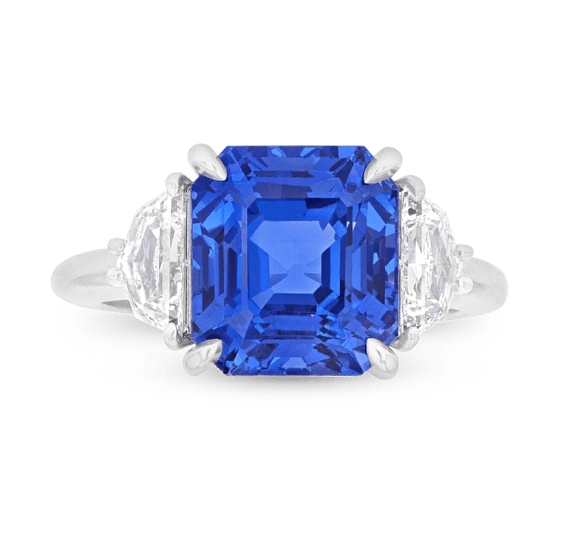 Luxury Wedding Ring for Women-Unheated Burma Sapphire Ring, 7.87 carats