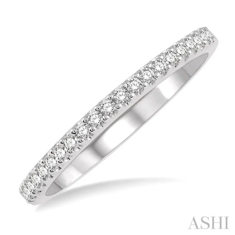 Wedding Ring Set with Diamonds-1/5 Ctw Round Cut Diamond Wedding Band in 14K White Gold