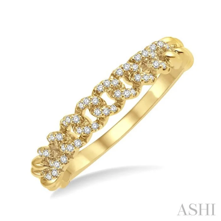 Luxury Gemstone Ring for Women-1/6 Ctw Round Cut Diamond Curb & Cuban Ladies Ring in 14K Yellow Gold