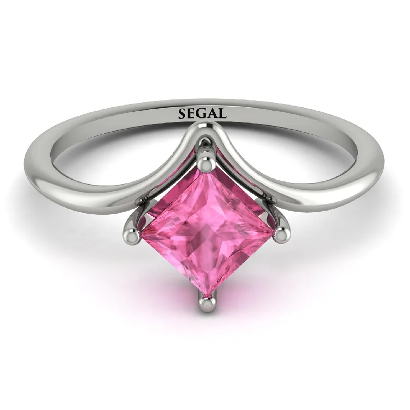 Colored Gemstone Ring for Fashion-Minimalist Princess Cut Pink Moissanite Engagement Rings - Harmony No. 803