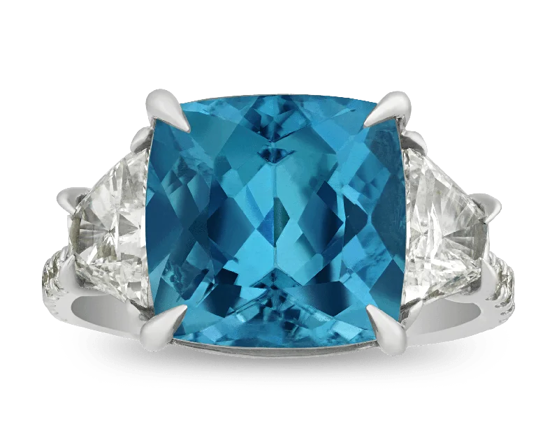 Custom Wedding Ring for Fashionable Couples-Brazilian Paraiba Ring, 6.06 Carats