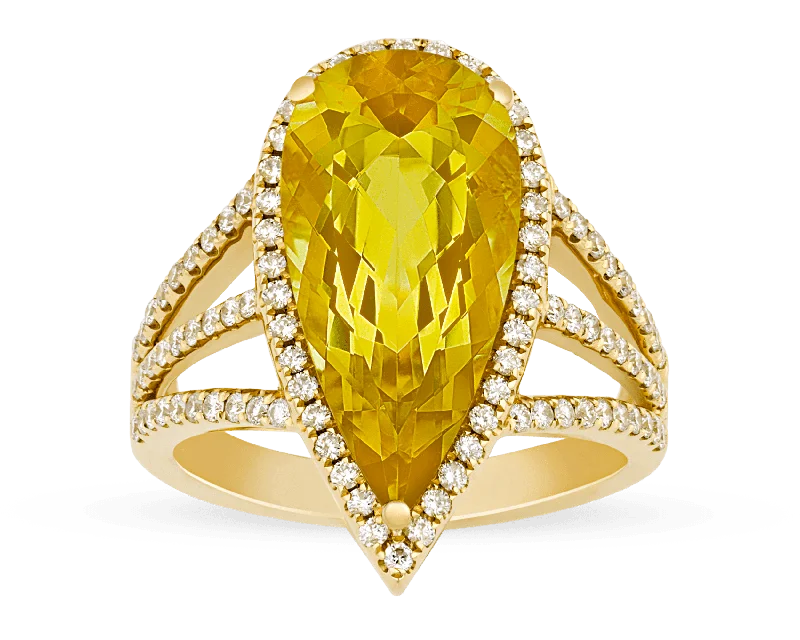 Beautiful Gemstone Engagement Ring-Golden Beryl Ring, 5.42 Carats