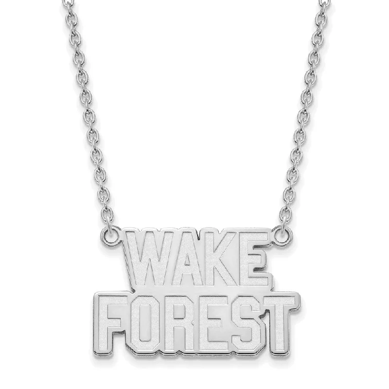 Elegant Chain Necklace for Weddings-Sterling Silver Wake Forest U Large Pendant Necklace