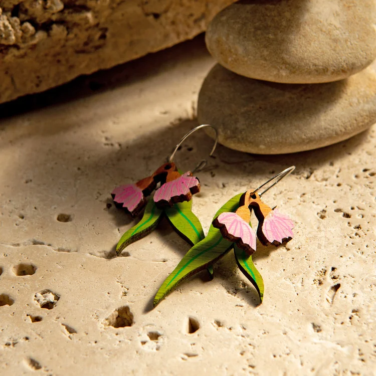 Stylish Earrings for Teen Girls-Fizzy Flora Earrings - Bamboo Eucalyptus Pink*