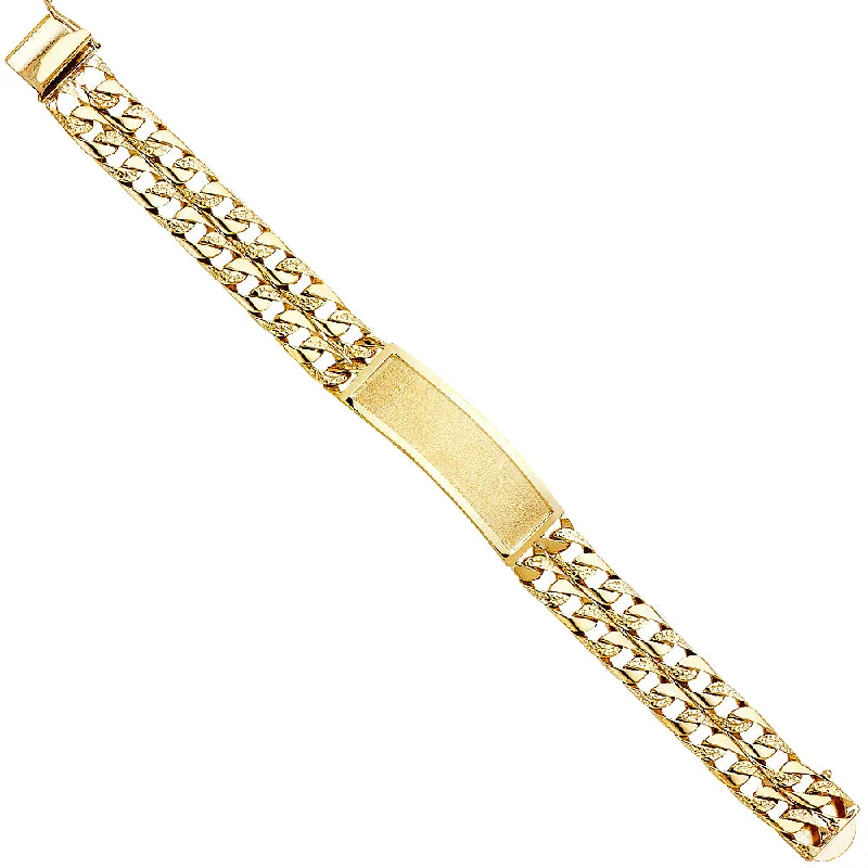 Luxury Silver Bracelet for Special Occasions-14KY 3L Nugget Cuban Link ID Bracelet - 8.5"