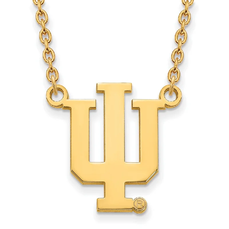 Luxury Diamond Necklace for Brides-10k Yellow Gold Indiana U Large 'IU' Pendant Necklace