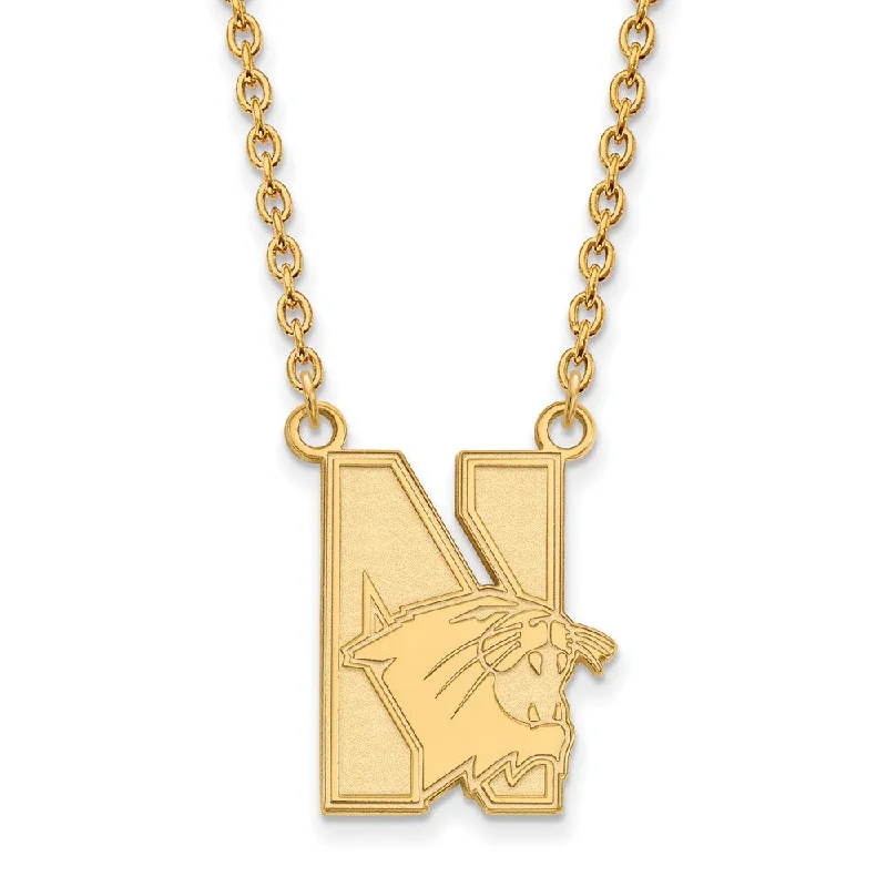 Pendant Necklace for Casual Style-14k Gold Plated Silver Northwestern U Large Pendant Necklace