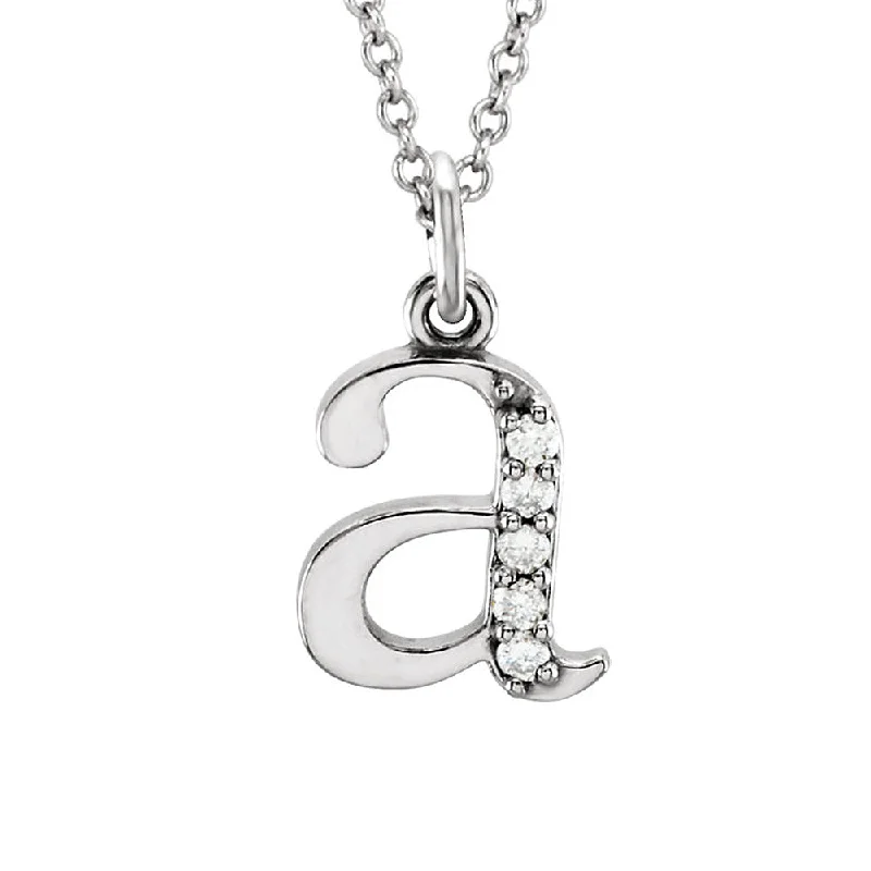 Layered Necklace for Fashion-The Abbey 14k White Gold Diamond Lower Case Initial 'a' Necklace 16 In