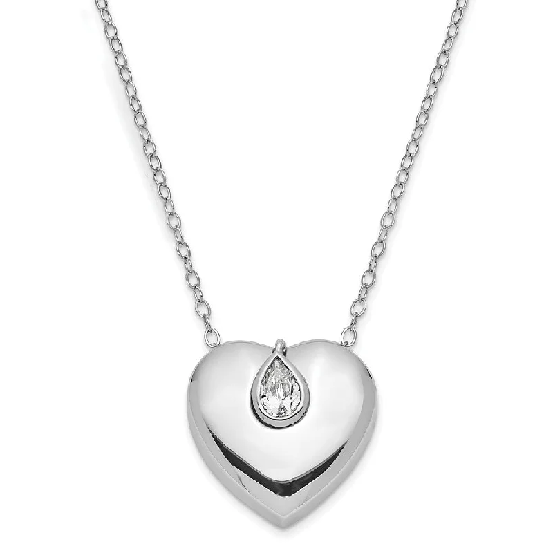 Layered Chain Necklace for Fashionistas-Sterling Silver & CZ Missing You Heart Ash Holder Necklace, 18 Inch