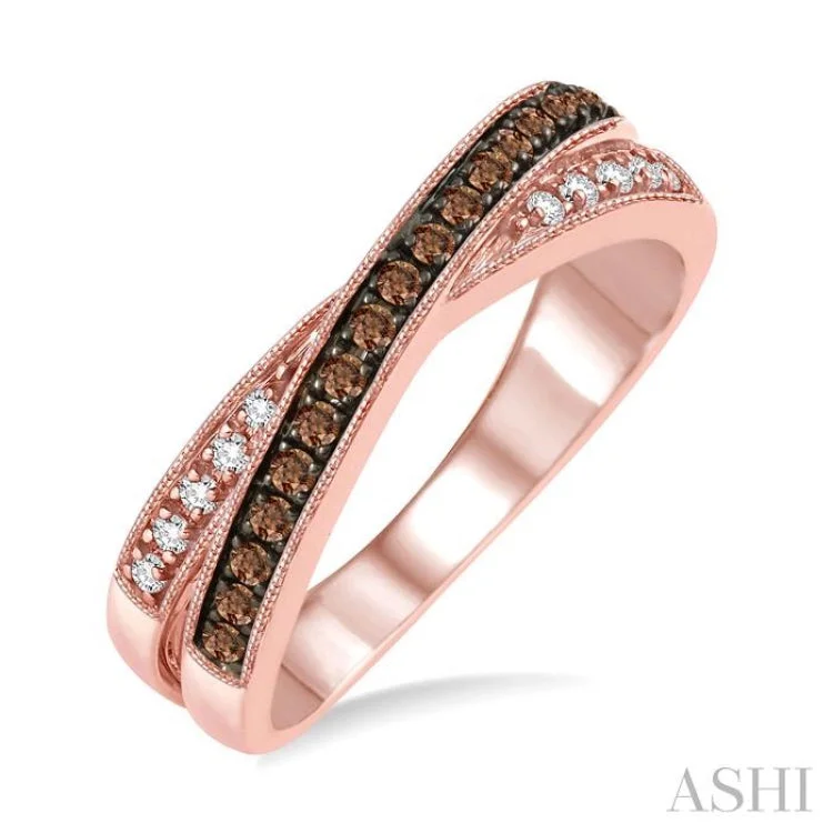 Classic Wedding Band with Sapphire-1/4 Ctw Round Cut Champagne Brown Diamond Ring in 10K Rose Gold