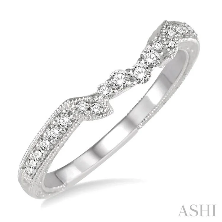 Gold Wedding Band with Diamonds-1/6 Ctw Round Diamond Wedding Band in 14K White Gold