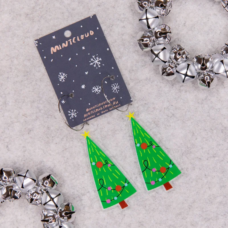 Sparkling Earrings for Special Occasions-Mintcloud Christmas Earrings - Bright Christmas Tree*