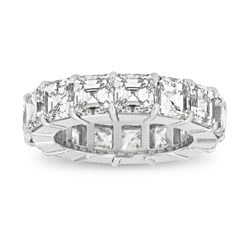 Large Gemstone Ring for Evening Wear-Asscher Cut Diamond Eternity Band, 10.69 Carats